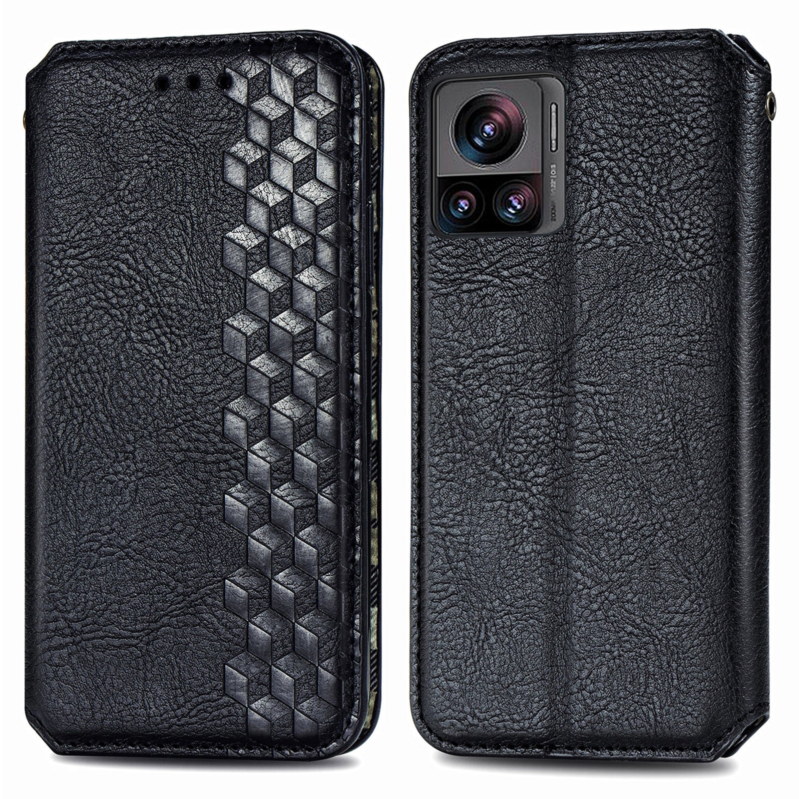 For Motorola Moto X30 Pro 5G Edge 30 Ultra 5G Anti-Scratch PU Leather Rhombus Imprinted Cover Magnetic Auto-absorbed Stand Wallet Flip Case