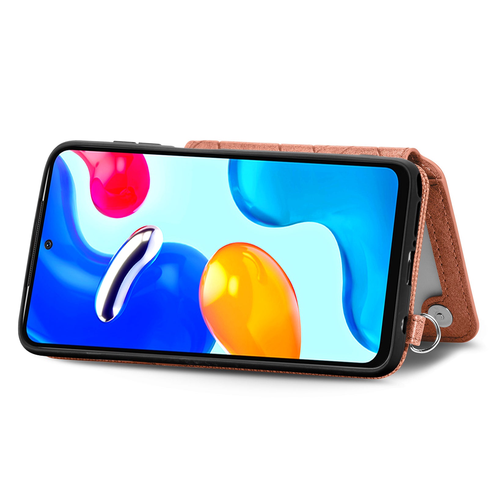 Shockproof Phone Case for Xiaomi Redmi Note 11 4G (Qualcomm) Redmi Note 11S 4G Kickstand Geometry Imprinted Wallet Phone Cover with Strap