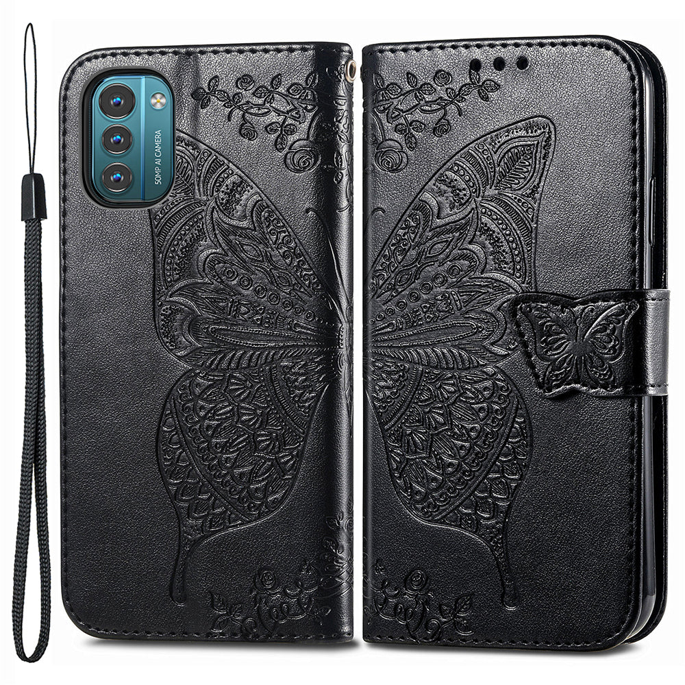 For Nokia G21 4G G11 4G Imprinted Butterfly Pattern PU Leather Phone Case Stand Book Design Wallet Flip Magnetic Cover