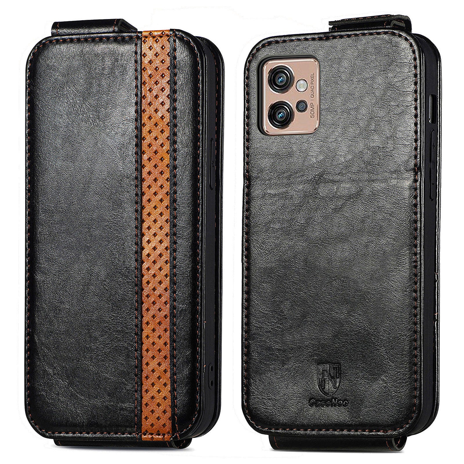 CASENEO 003 Series For Motorola Moto G32 4G Splicing Style PU Leather Flip Phone Case Stand Card Holder Drop Protection Phone Cover