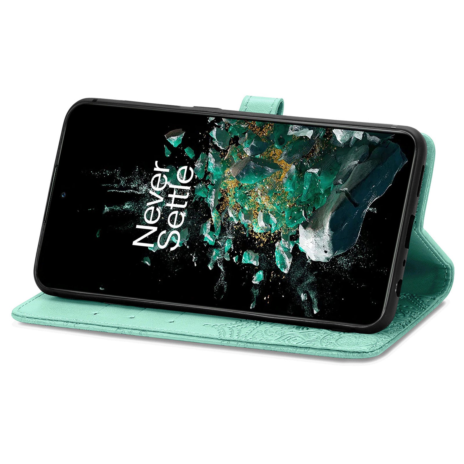 Magnetic Closure Wallet Stand Cover for OnePlus 10T 5G Ace Pro 5G Embossed Mandala Pattern PU Leather Flip Phone Case