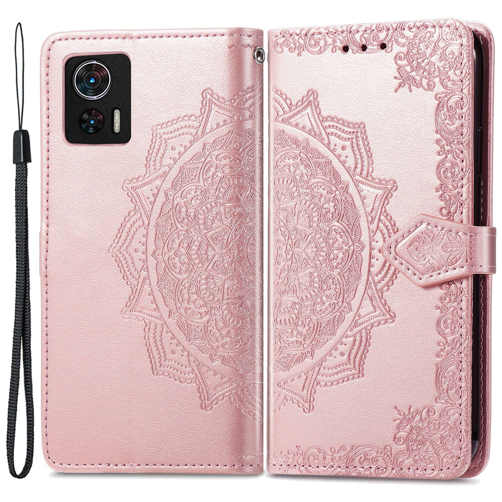 For Motorola Edge 30 Neo 5G Edge 30 Lite 5G Wallet Stand Phone Cover Embossed Mandala Pattern PU Leather Flip Phone Case