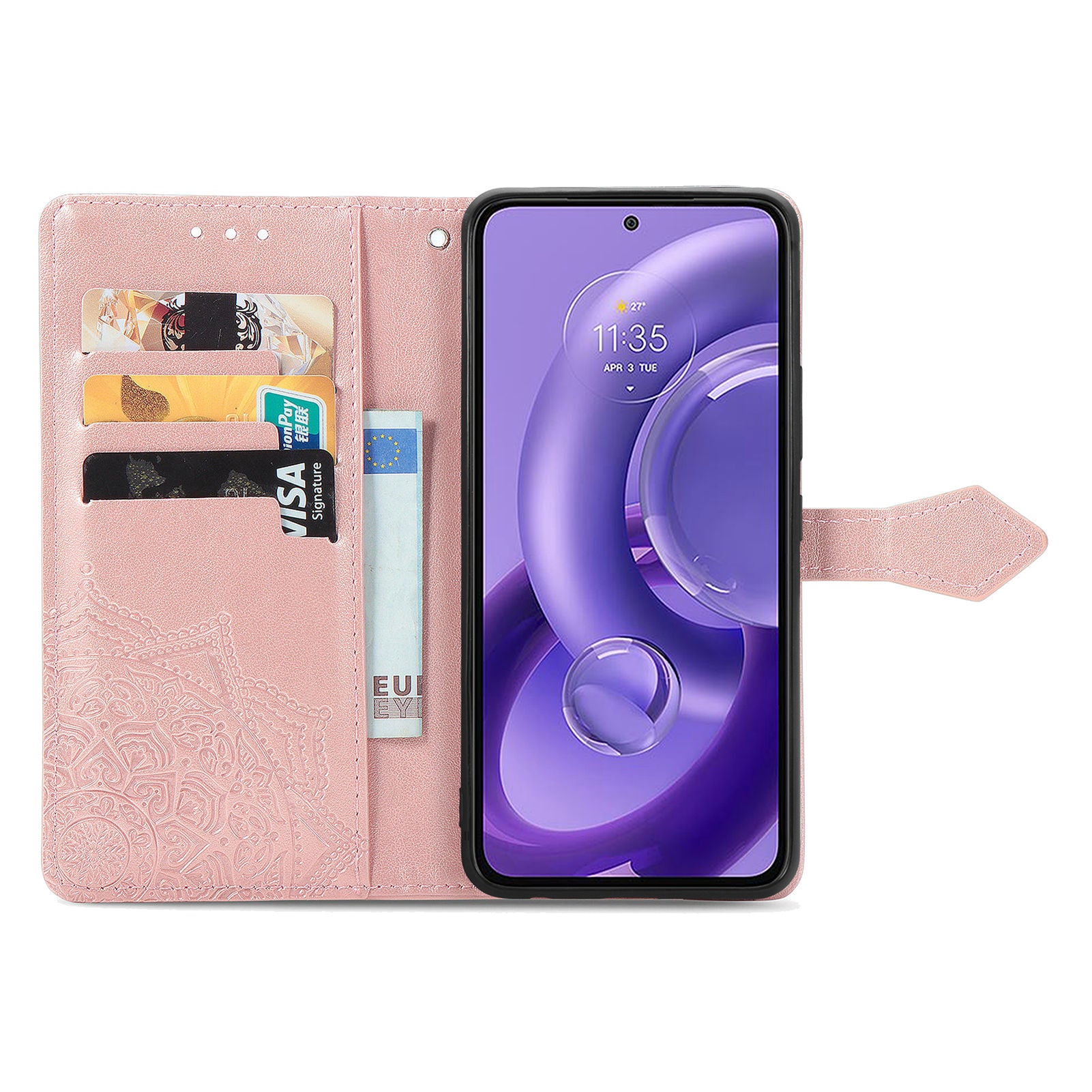 For Motorola Edge 30 Neo 5G Edge 30 Lite 5G Wallet Stand Phone Cover Embossed Mandala Pattern PU Leather Flip Phone Case