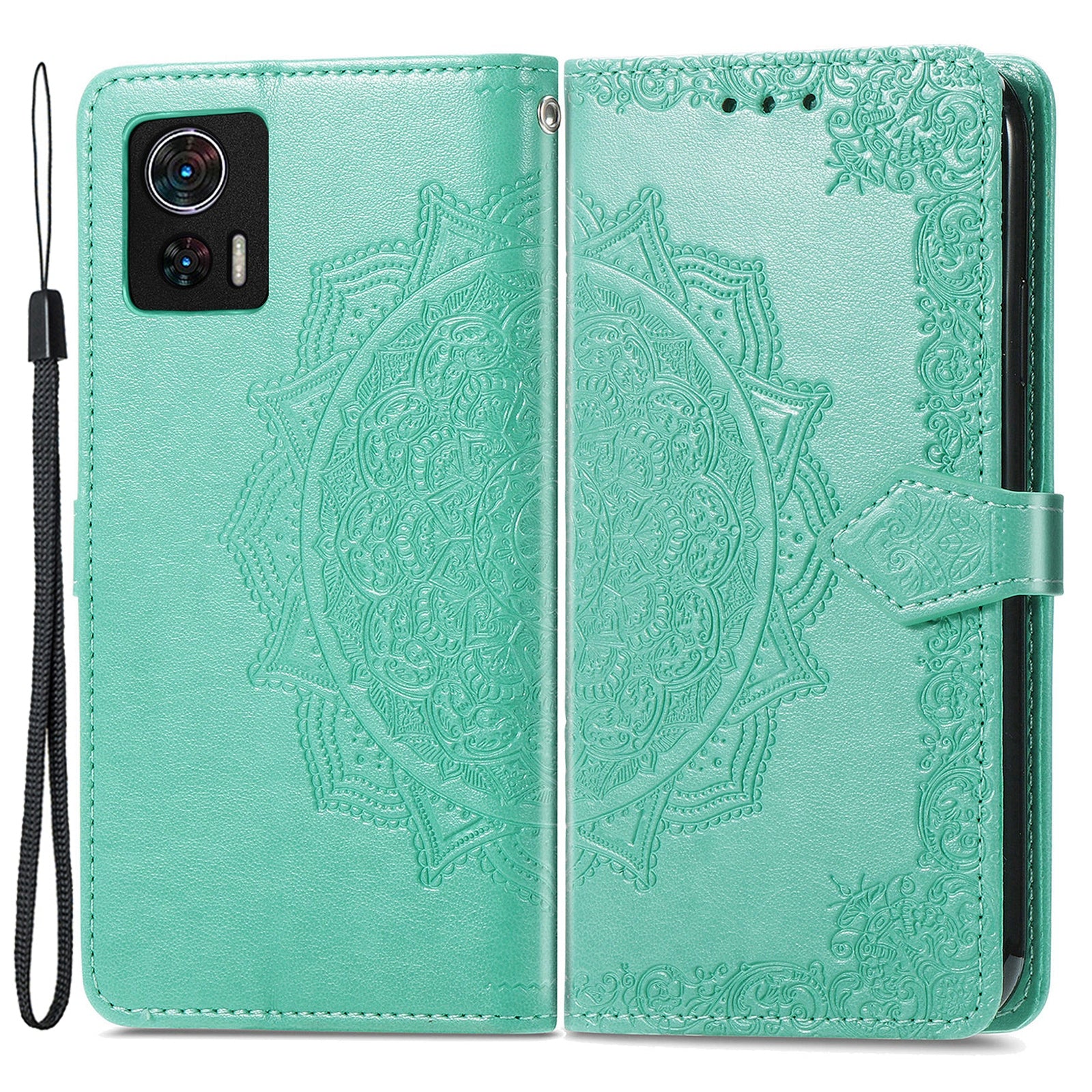 For Motorola Edge 30 Neo 5G Edge 30 Lite 5G Wallet Stand Phone Cover Embossed Mandala Pattern PU Leather Flip Phone Case