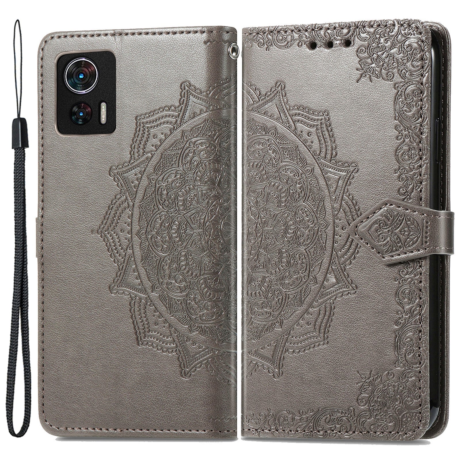 For Motorola Edge 30 Neo 5G Edge 30 Lite 5G Wallet Stand Phone Cover Embossed Mandala Pattern PU Leather Flip Phone Case