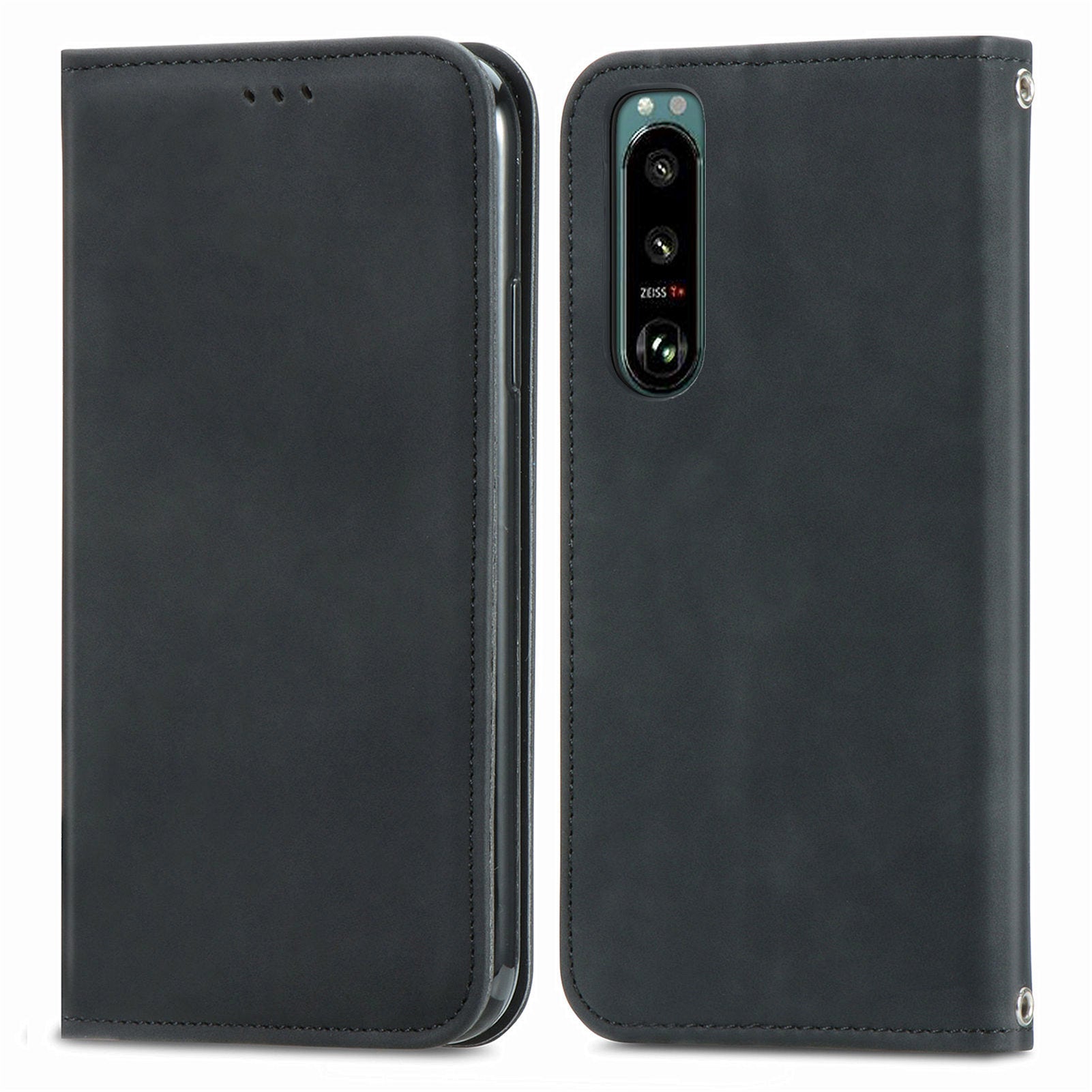 For Sony Xperia 5 IV 5G Skin-touch Feeling PU Leather Stand Card Slots Retro Phone Case Magnetic Absorption Flip Cover