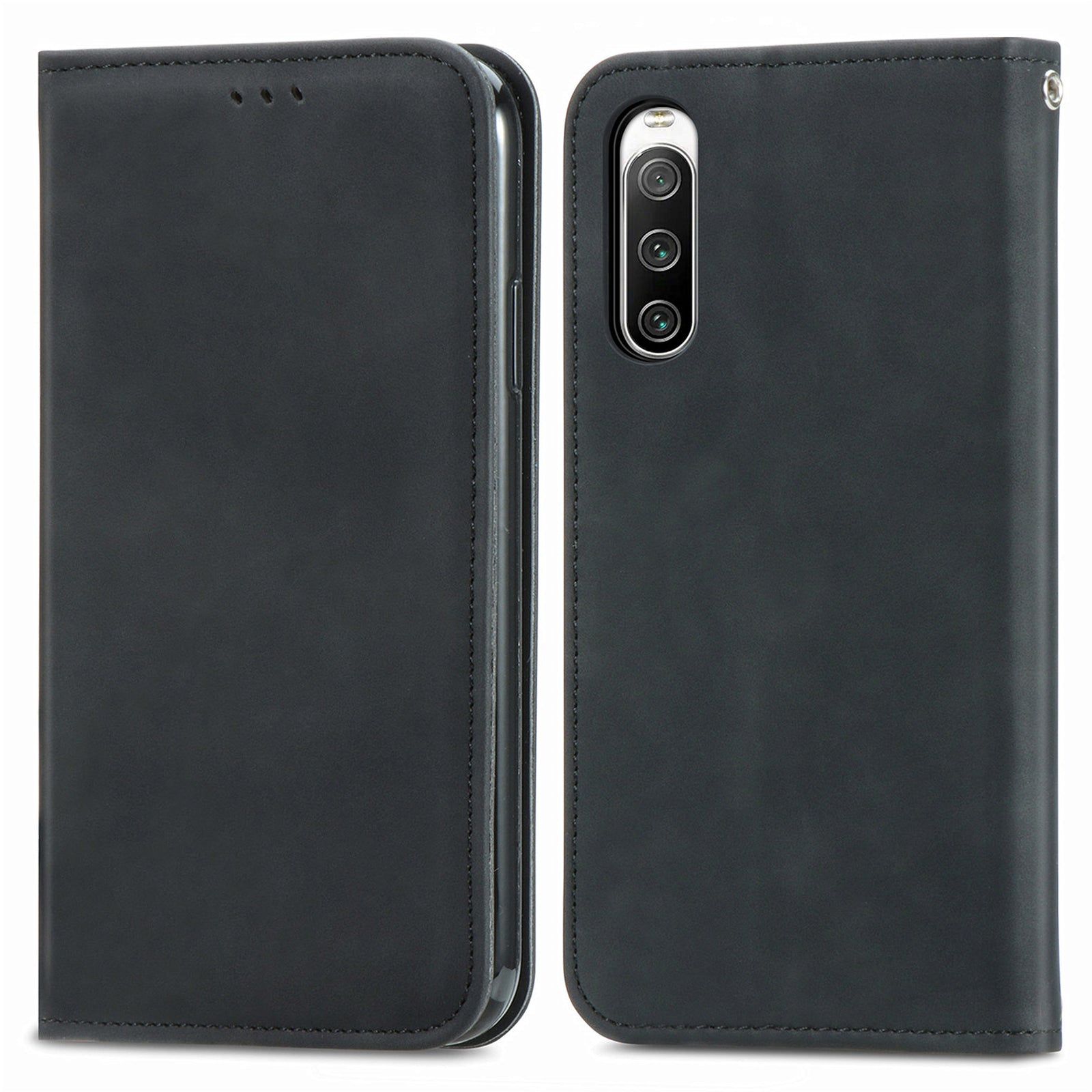 For Sony Xperia 10 IV 5G Magnetic Absorption Retro PU Leather Stand Card Slots Case Skin-touch Feeling Phone Flip Cover