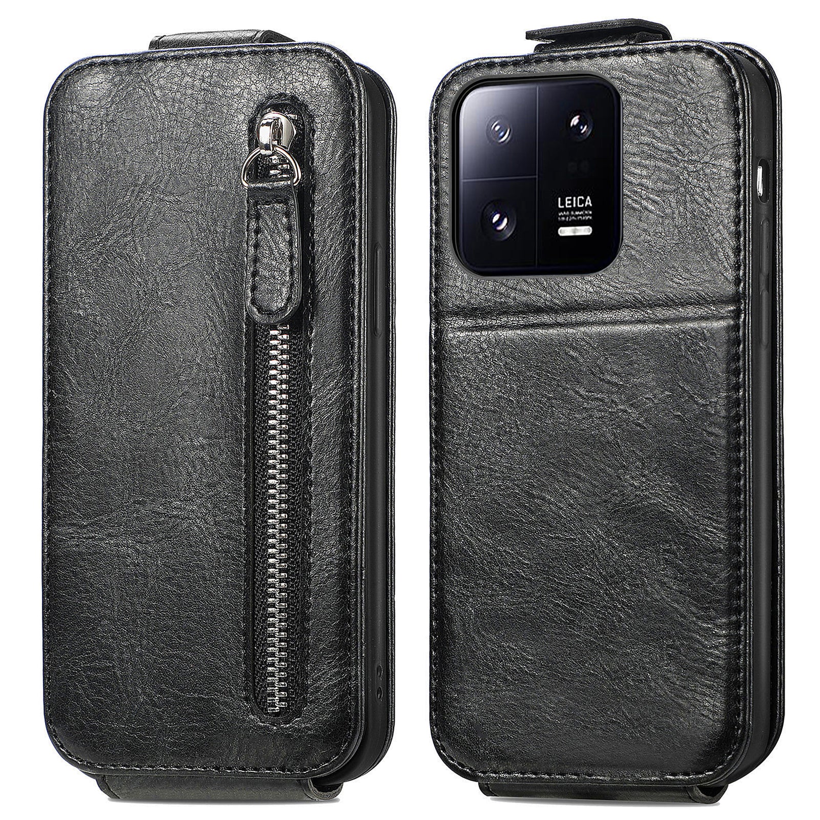For Xiaomi 13 Pro 5G Wallet Stand Magnetic Closure Phone Case Zipper Pocket PU Leather Vertical Flip Phone Cover