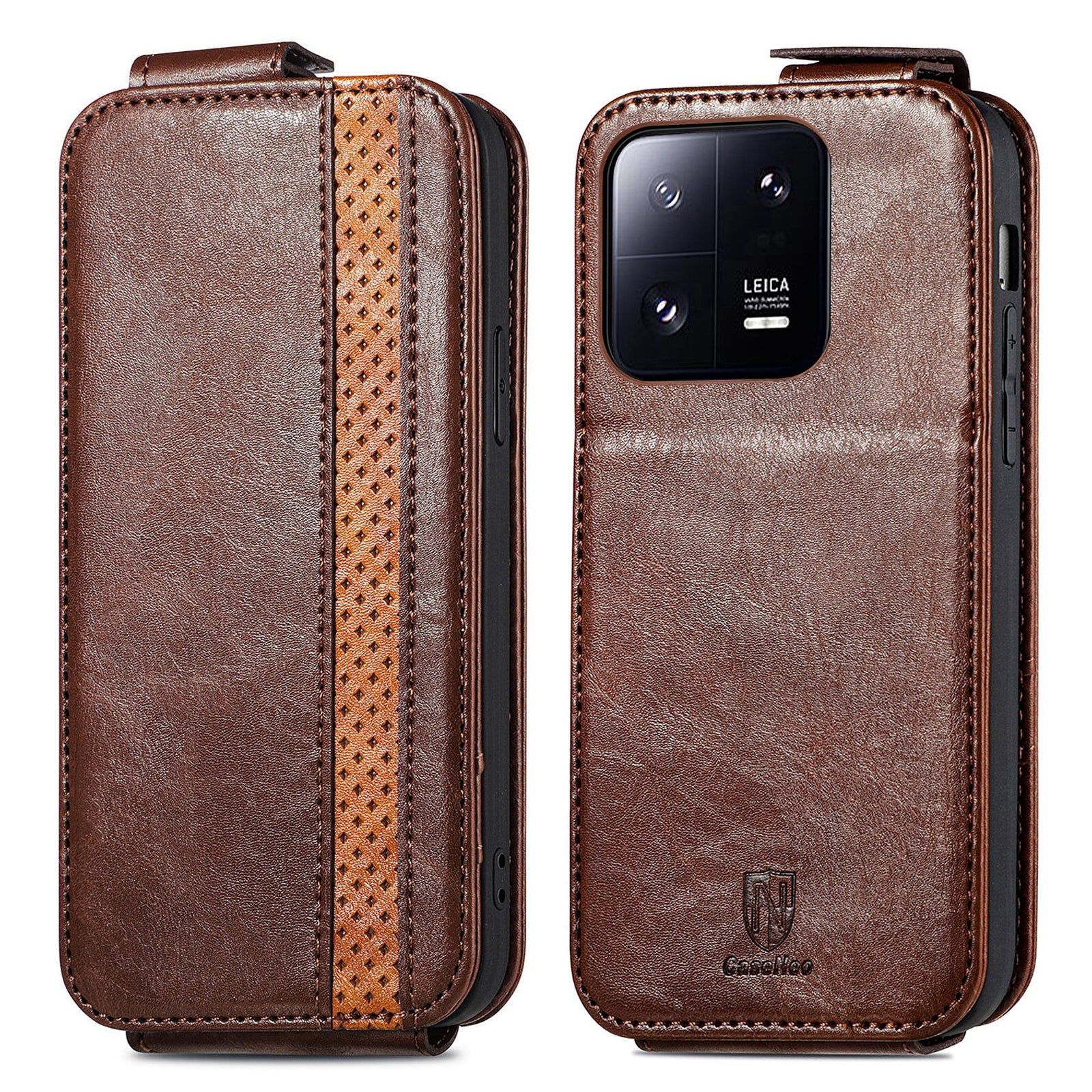 CASENEO 003 Series For Xiaomi 13 Pro 5G Drop Protection Phone Cover Splicing Style PU Leather Flip Phone Stand Case with Card Slot