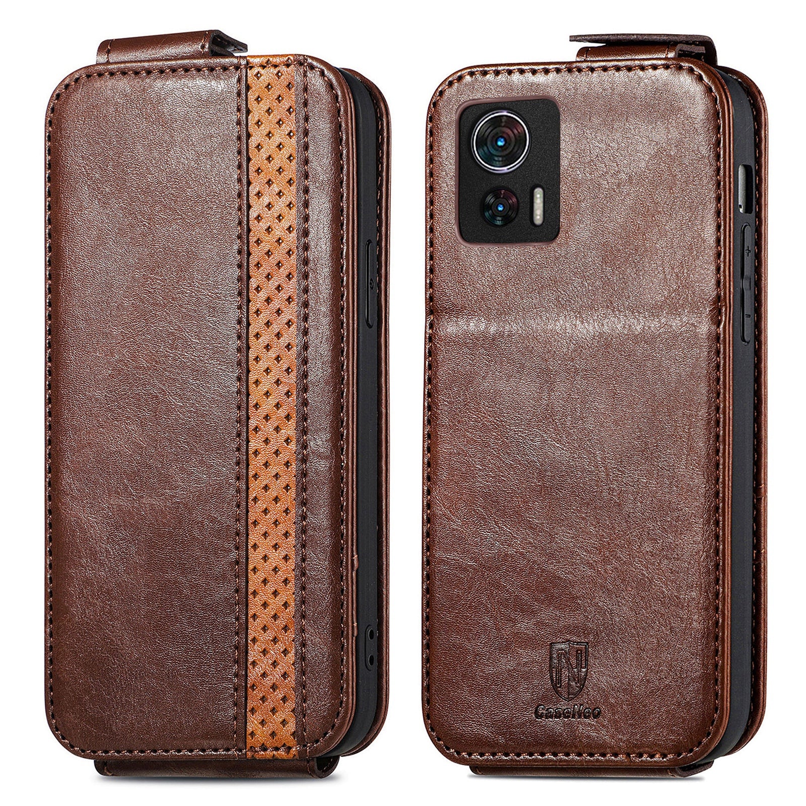 CASENEO 003 Series For Motorola Edge 30 Neo 5G Edge 30 Lite 5G PU Leather Flip Phone Case Splicing Style Stand Card Holder Drop Protection Phone Shell