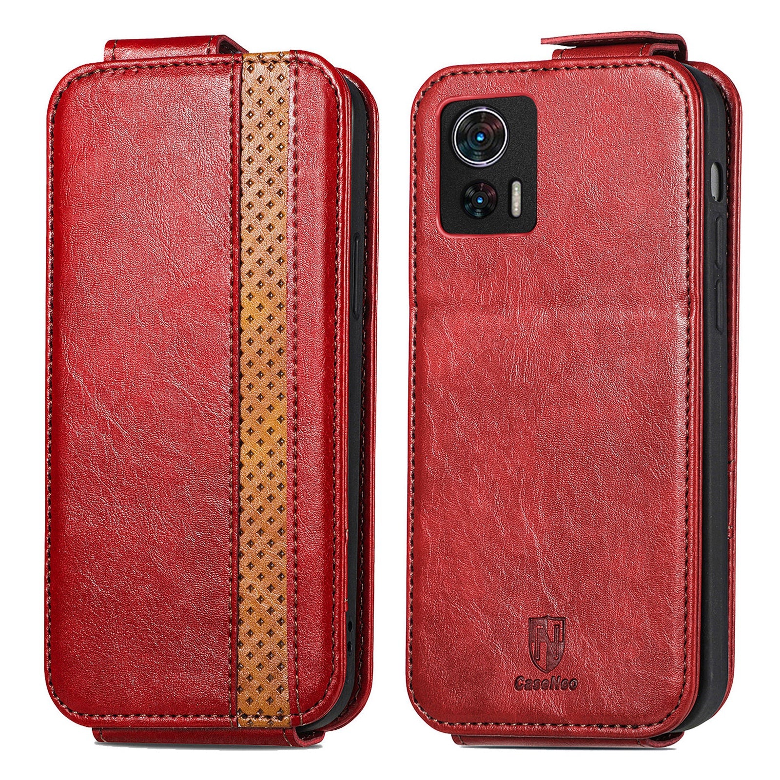 CASENEO 003 Series For Motorola Edge 30 Neo 5G Edge 30 Lite 5G PU Leather Flip Phone Case Splicing Style Stand Card Holder Drop Protection Phone Shell