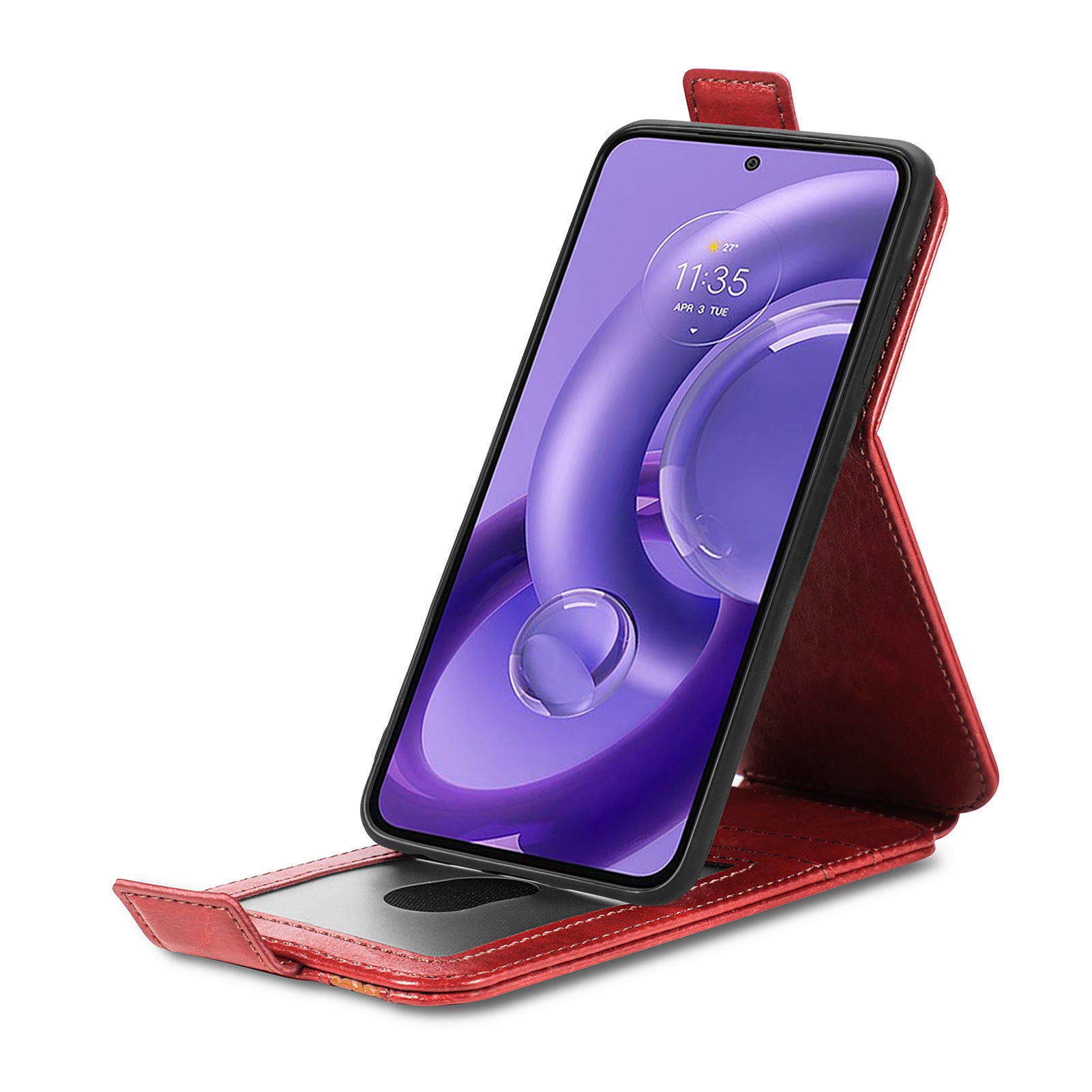 CASENEO 003 Series For Motorola Edge 30 Neo 5G Edge 30 Lite 5G PU Leather Flip Phone Case Splicing Style Stand Card Holder Drop Protection Phone Shell