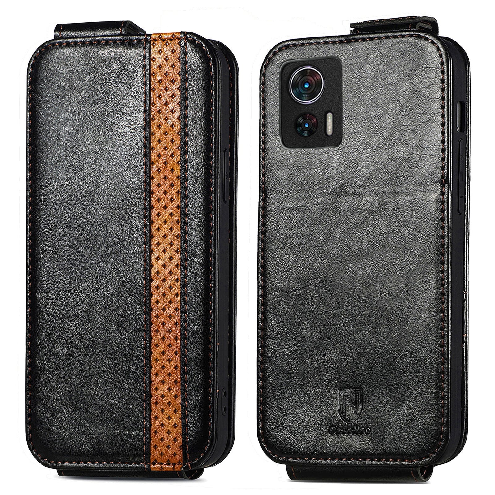 CASENEO 003 Series For Motorola Edge 30 Neo 5G Edge 30 Lite 5G PU Leather Flip Phone Case Splicing Style Stand Card Holder Drop Protection Phone Shell