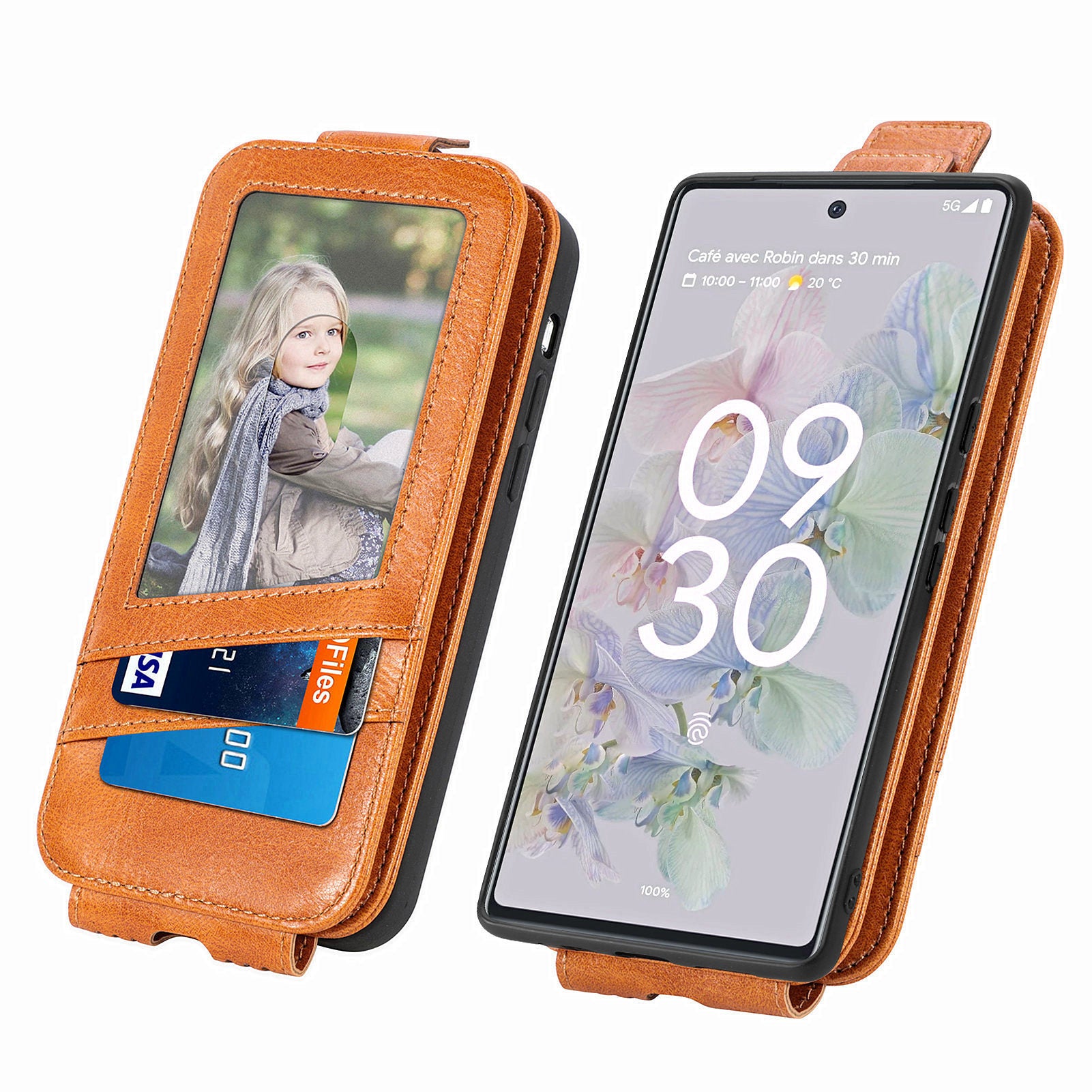 For Google Pixel 7 5G Zipper Pocket PU Leather Vertical Flip Phone Case Wallet Stand Magnetic Closure Cover