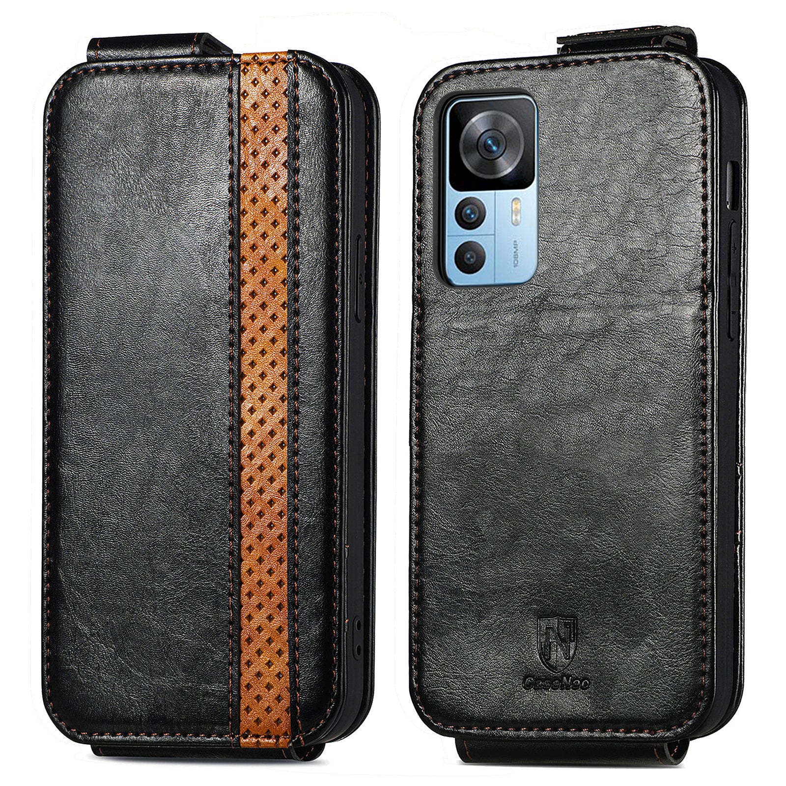 CASENEO 003 Series For Xiaomi 12T 5G Redmi K50 Ultra 5G Splicing Style PU Leather Vertical Flip Stand Case Card Holder Phone Cover