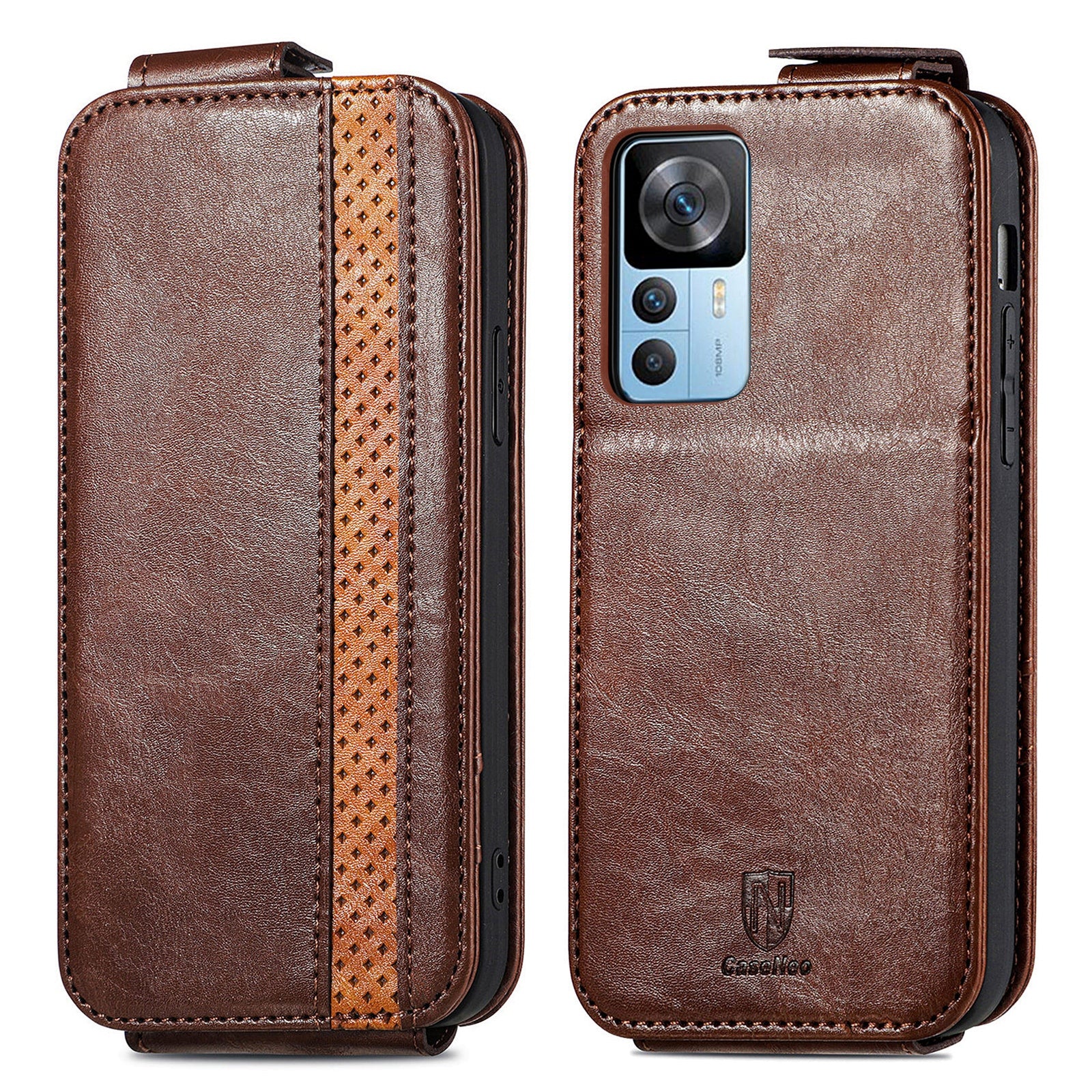 CASENEO 003 Series For Xiaomi 12T 5G Redmi K50 Ultra 5G Splicing Style PU Leather Vertical Flip Stand Case Card Holder Phone Cover