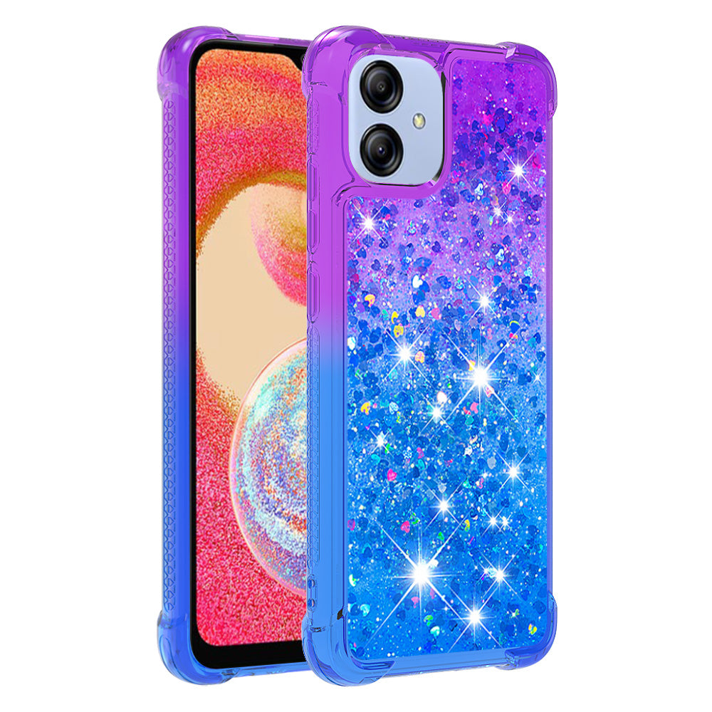 YB Quicksand Series-3 for Samsung Galaxy A04e 4G F04 4G M04 4G Drop-proof TPU Phone Back Cover Gradient Quicksand Liquid Flowing Sparkle Phone Case