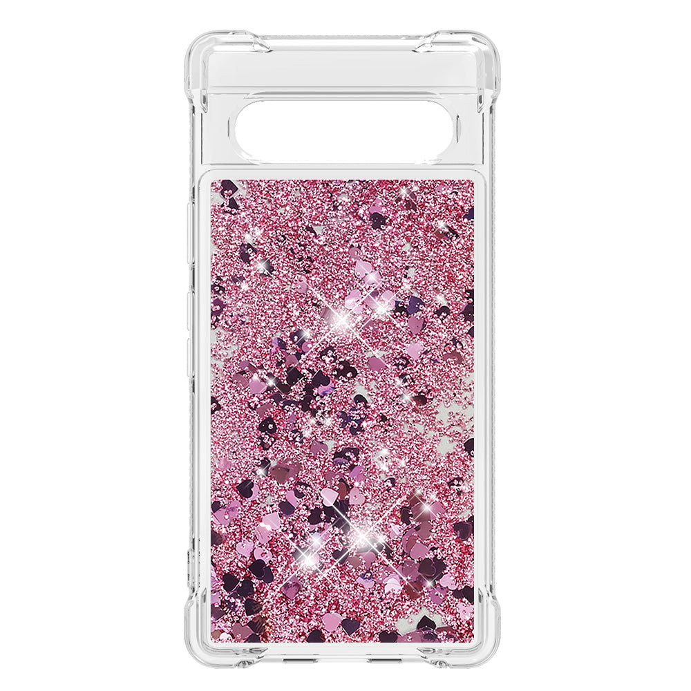 YB Quicksand Series-1 for Google Pixel 7a Quicksand Flowing Glitter Soft TPU Case Anti-scratch Cell Phone Cover
