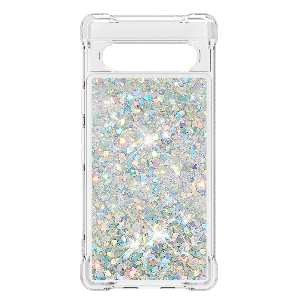 YB Quicksand Series-1 for Google Pixel 7a Quicksand Flowing Glitter Soft TPU Case Anti-scratch Cell Phone Cover