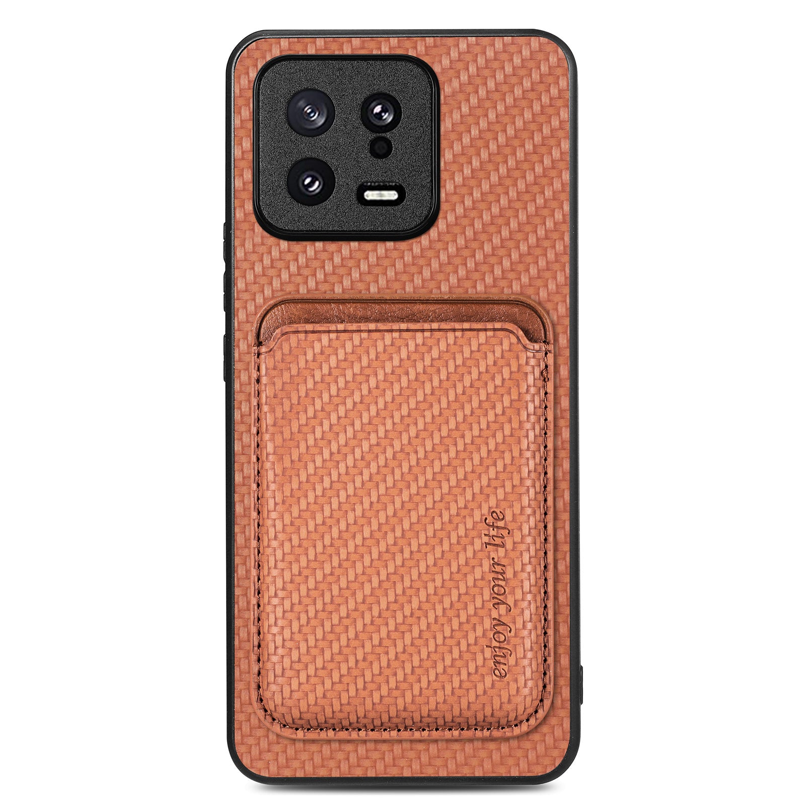 Detachable Card Holder Case for Xiaomi 13 5G Carbon Fiber Texture Anti-scratch Cell Phone Cover