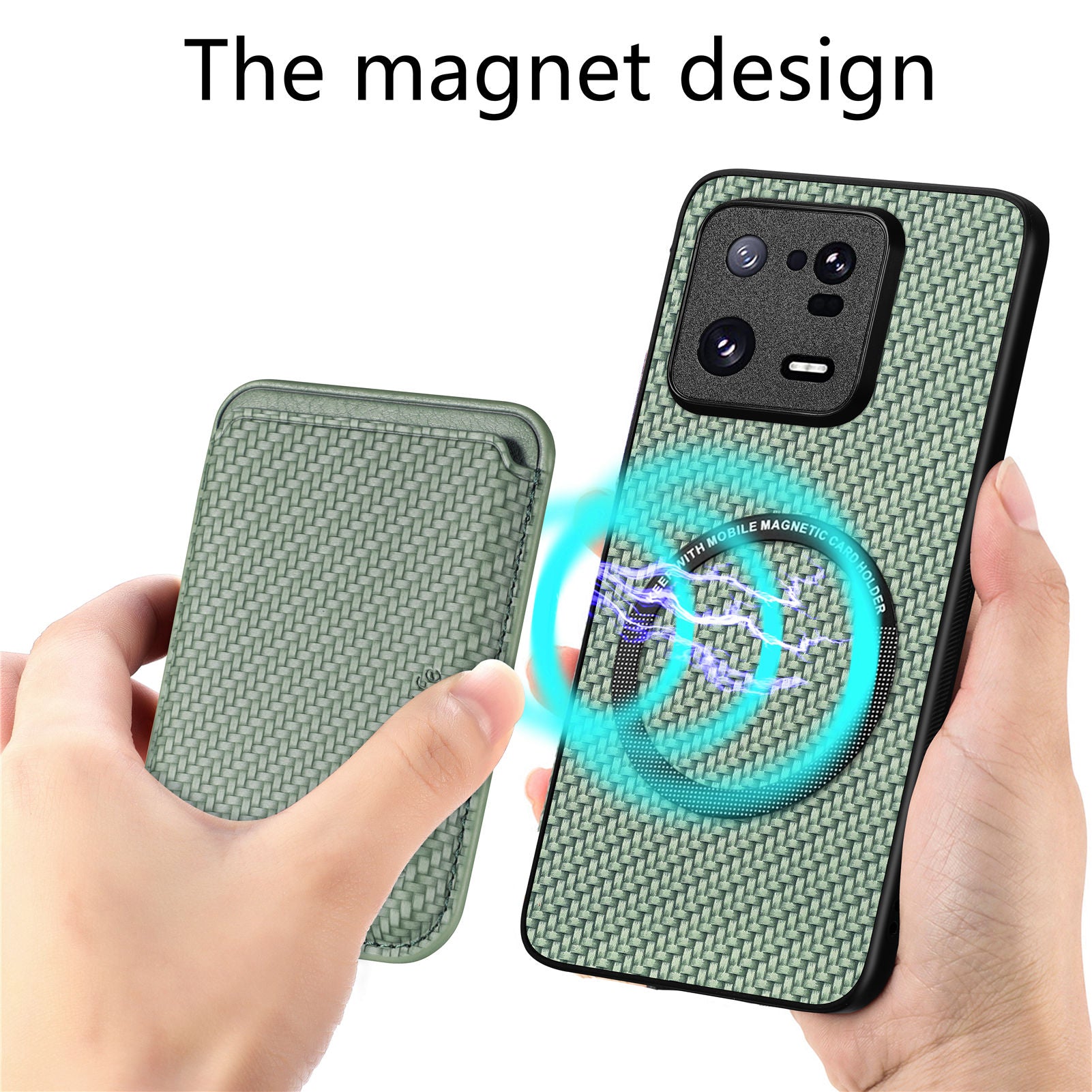 For Xiaomi 13 Pro 5G Detachable Card Holder Carbon Fiber Texture Phone Cover PU Leather TPU PC Phone Case