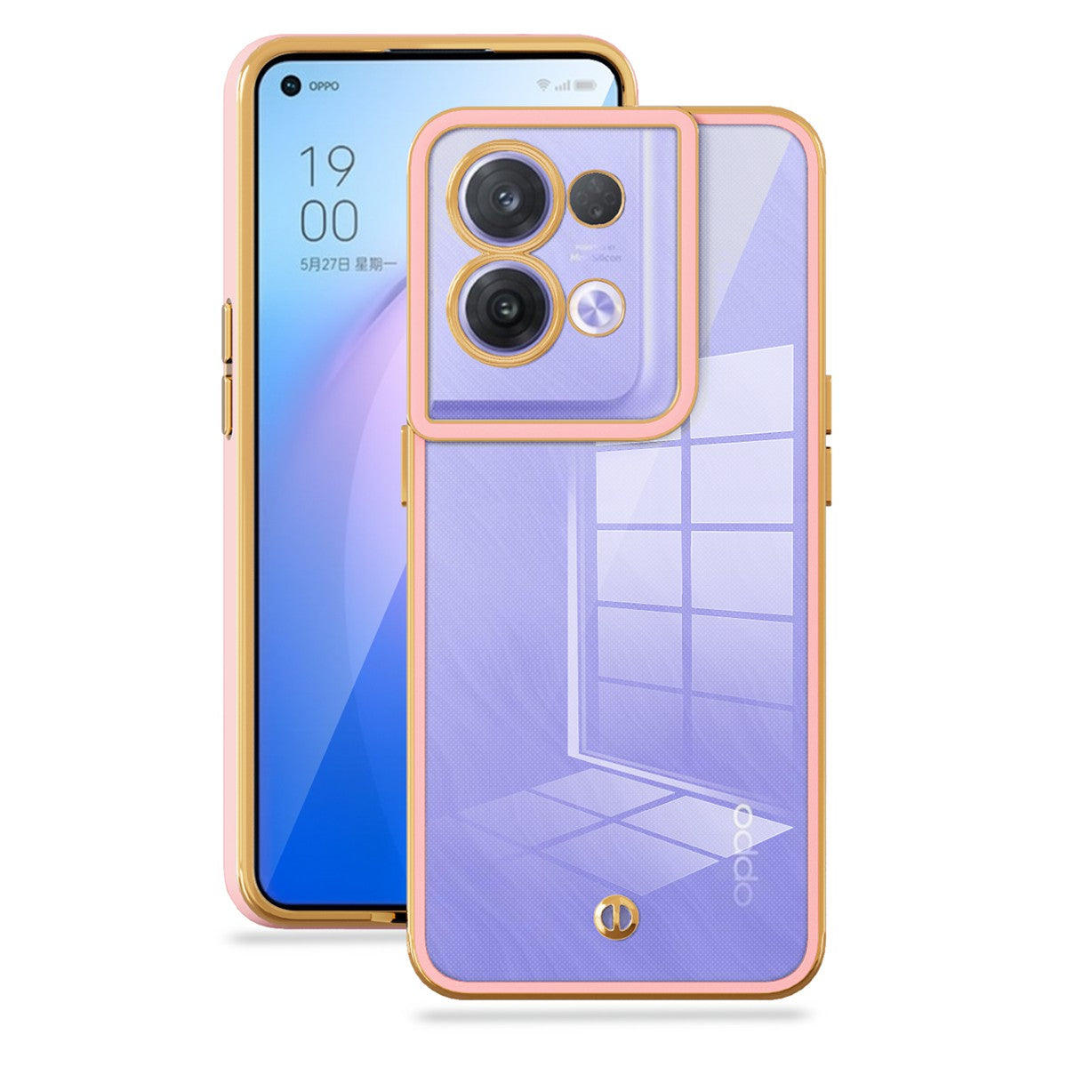 For Oppo Reno8 Pro 5G (Global Version) Electroplated Transparent TPU Protective Cover Drop-proof Back Case
