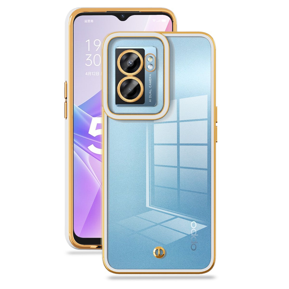 For Oppo A57 (2022) 5G A77 5G Elegant Electroplated Clear TPU Back Cover Drop-proof Protective Case