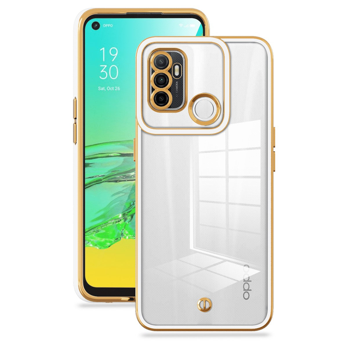 For Oppo A53s 4G A53(2020) Transparent TPU Anti-drop Back Cover Stylish Electroplated Cellphone Case