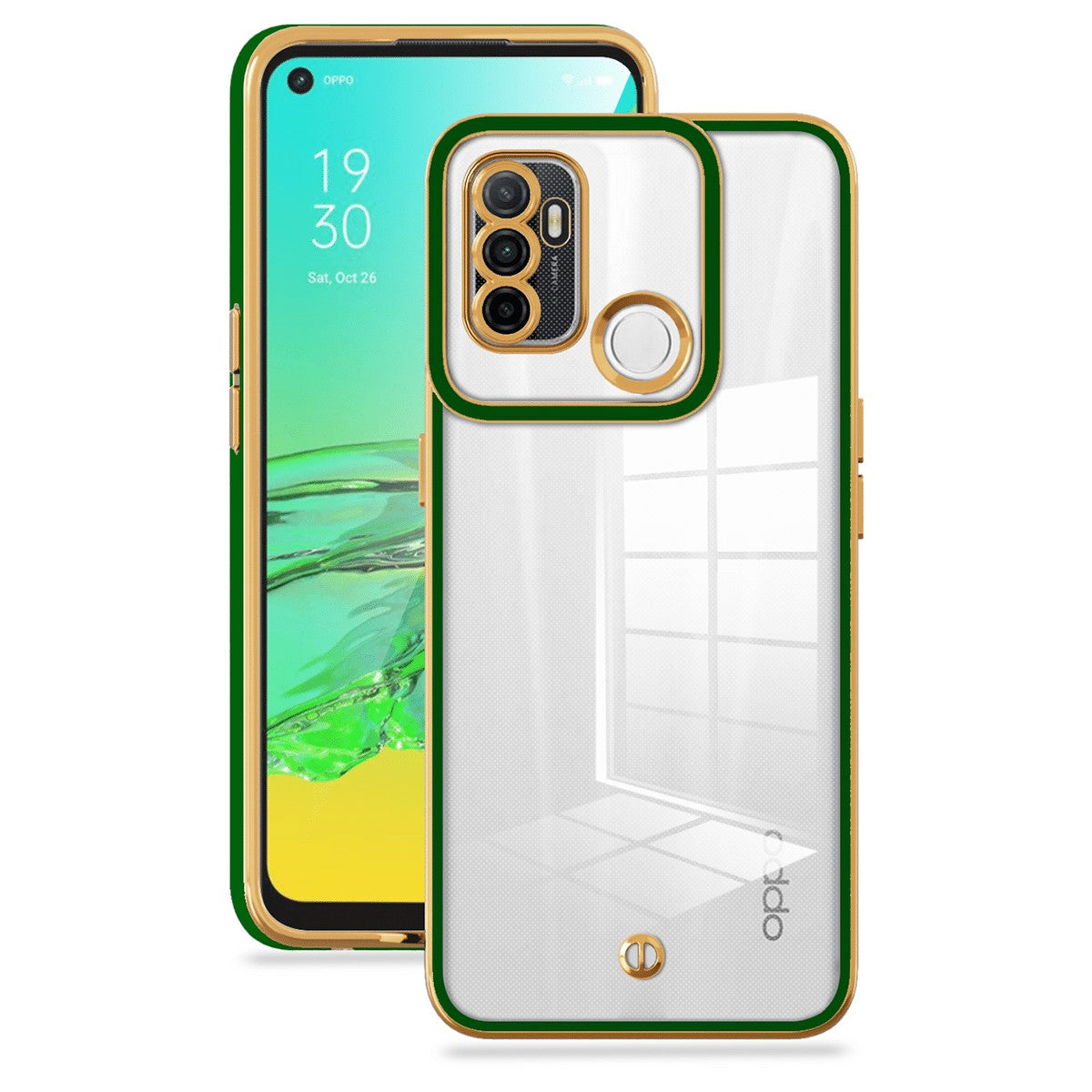 For Oppo A53s 4G A53(2020) Transparent TPU Anti-drop Back Cover Stylish Electroplated Cellphone Case