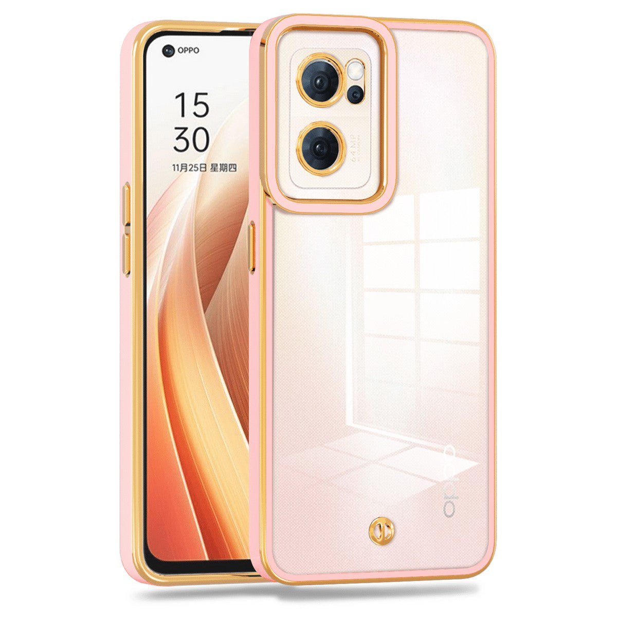 For Oppo Reno7 5G (Global) Transparent Soft TPU Protective Cover Electroplated Drop-proof Back Case
