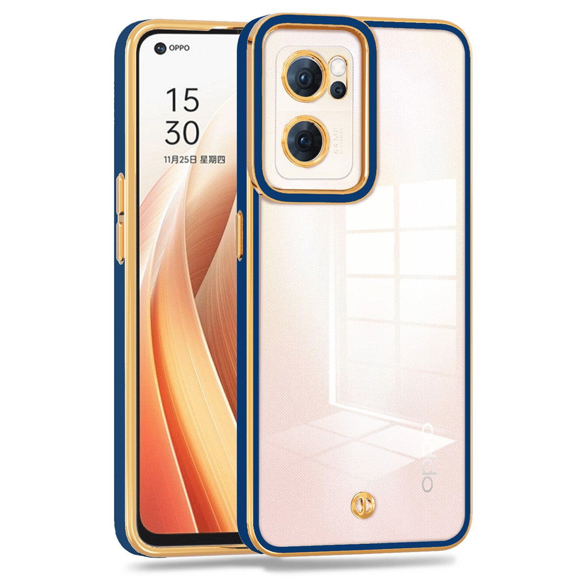 For Oppo Reno7 5G (Global) Transparent Soft TPU Protective Cover Electroplated Drop-proof Back Case