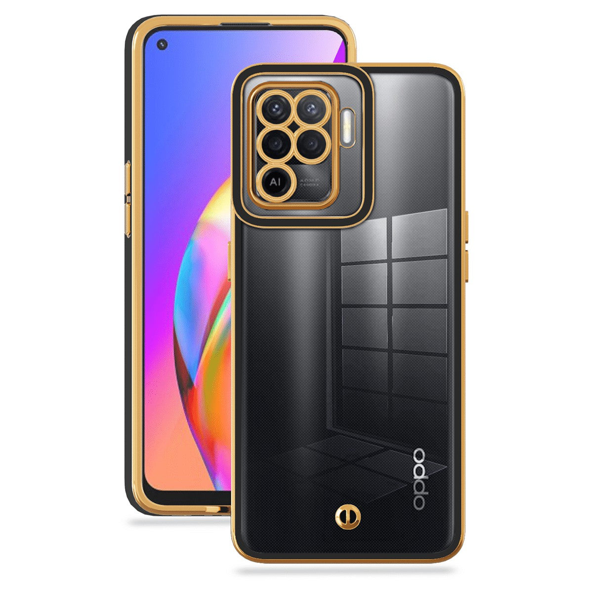 For Oppo A94 F19 Pro Transparent Flexible TPU Anti-scratch Cover Electroplated Drop-proof Cellphone Case