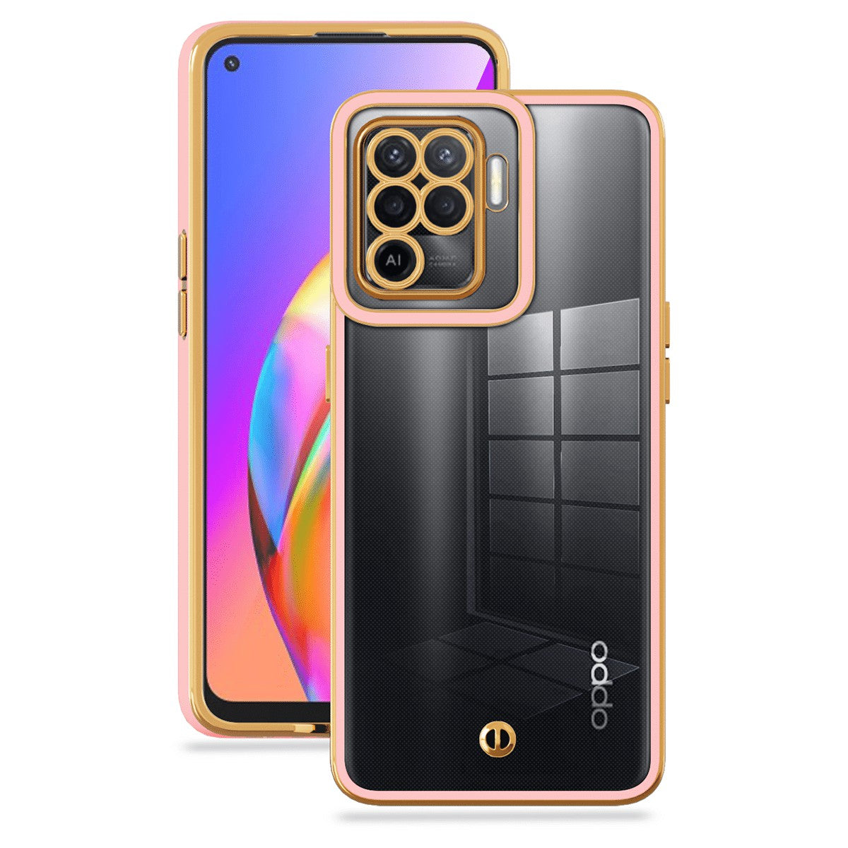 For Oppo A94 F19 Pro Transparent Flexible TPU Anti-scratch Cover Electroplated Drop-proof Cellphone Case
