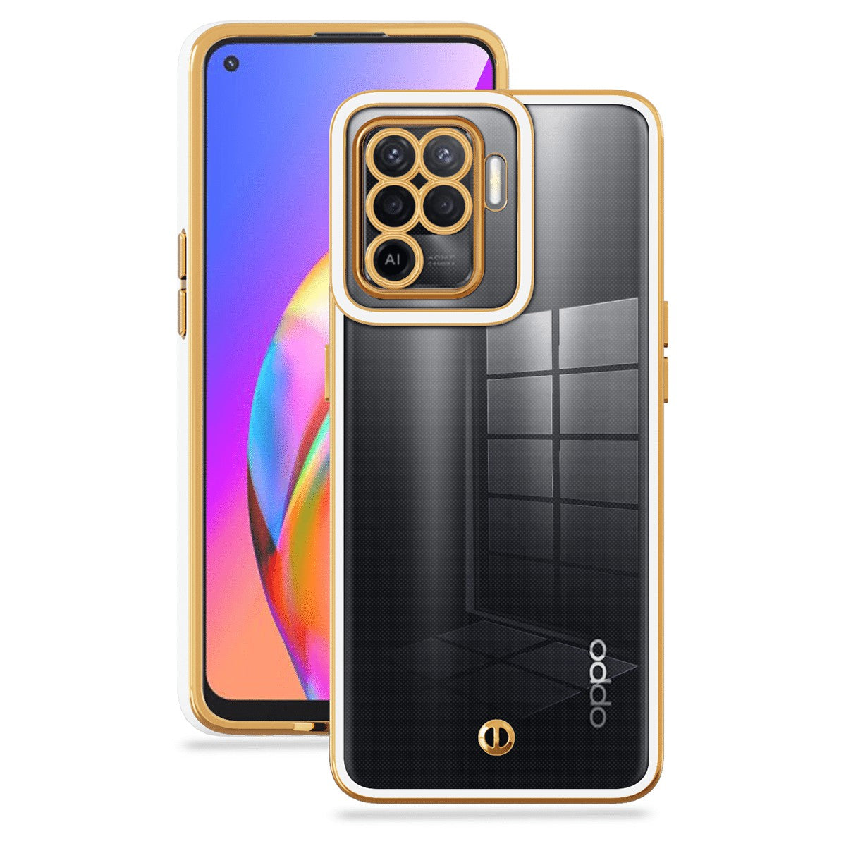 For Oppo A94 F19 Pro Transparent Flexible TPU Anti-scratch Cover Electroplated Drop-proof Cellphone Case