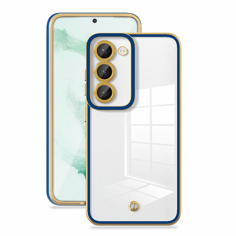 For Samsung Galaxy S22 5G Stylish Electroplated Protective Case Transparent TPU Shockproof Back Cover