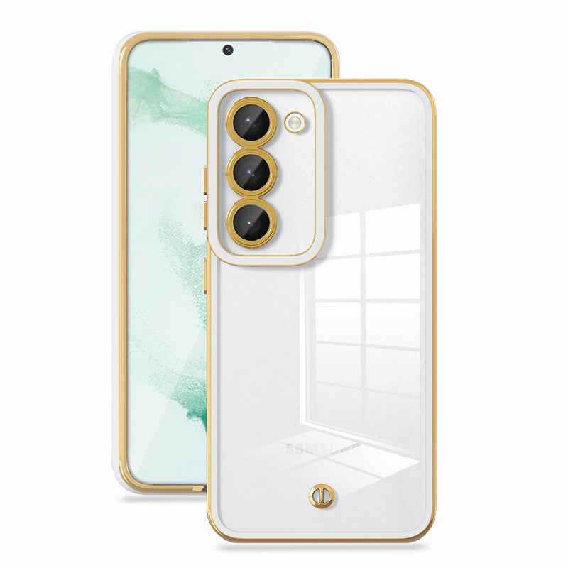 For Samsung Galaxy S22 5G Stylish Electroplated Protective Case Transparent TPU Shockproof Back Cover