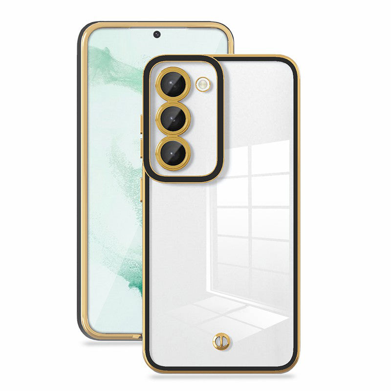 For Samsung Galaxy S22 5G Soft TPU Clear Protective Cover Stylish Electroplated Drop-proof Case