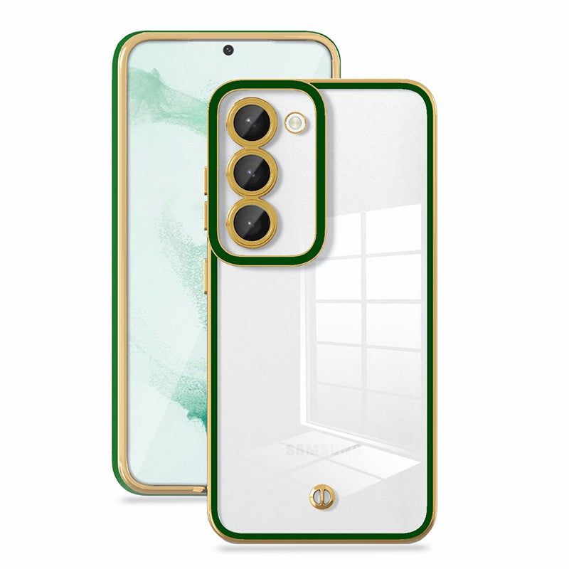 For Samsung Galaxy S22 5G Soft TPU Clear Protective Cover Stylish Electroplated Drop-proof Case