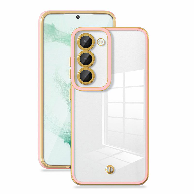 For Samsung Galaxy S23 Electroplated Transparent Soft TPU Shockproof Case Anti-scratch Protective Cover