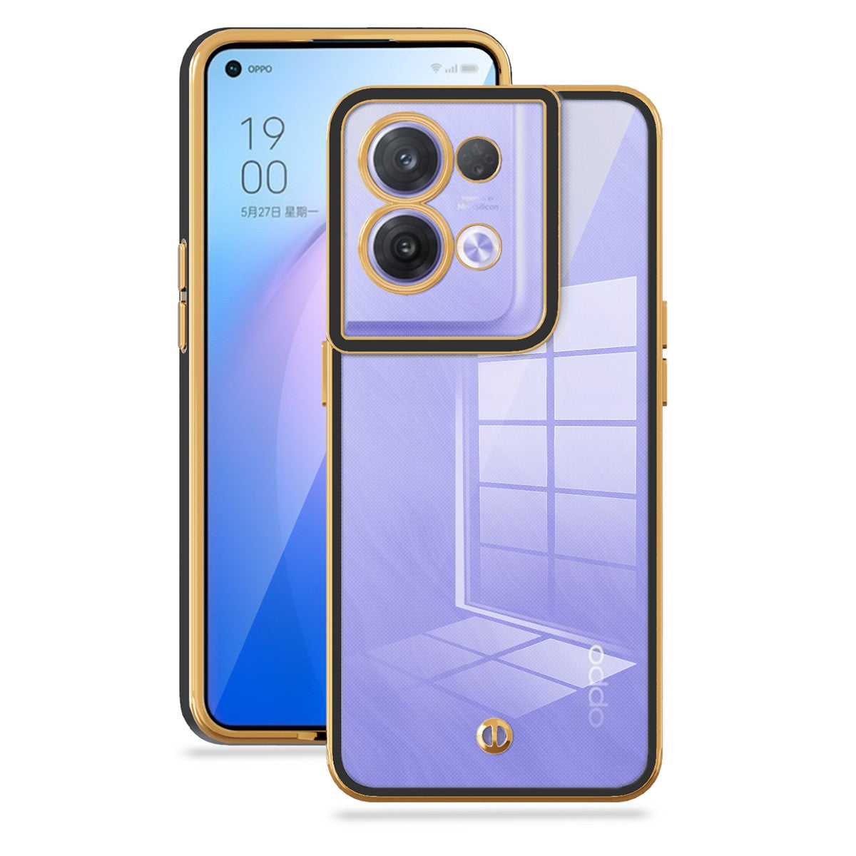For Oppo Reno8 5G (Global Version) Transparent Soft TPU Drop-proof Cover Electroplated Anti-scratch Back Case