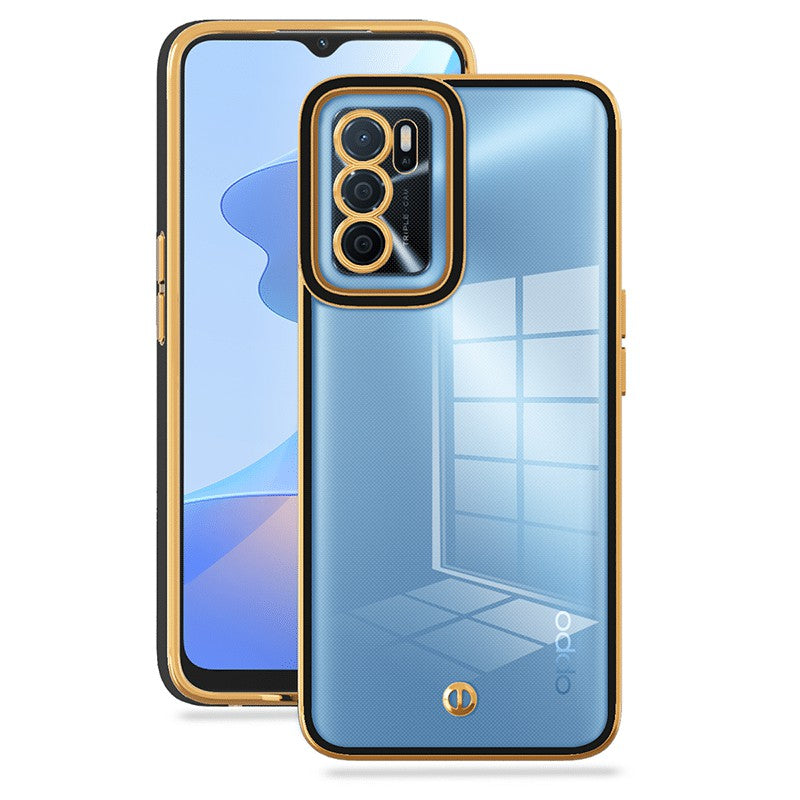 For Oppo A16 A54s A16s Transparent Soft TPU Back Cover Electroplated Shockproof Protective Case