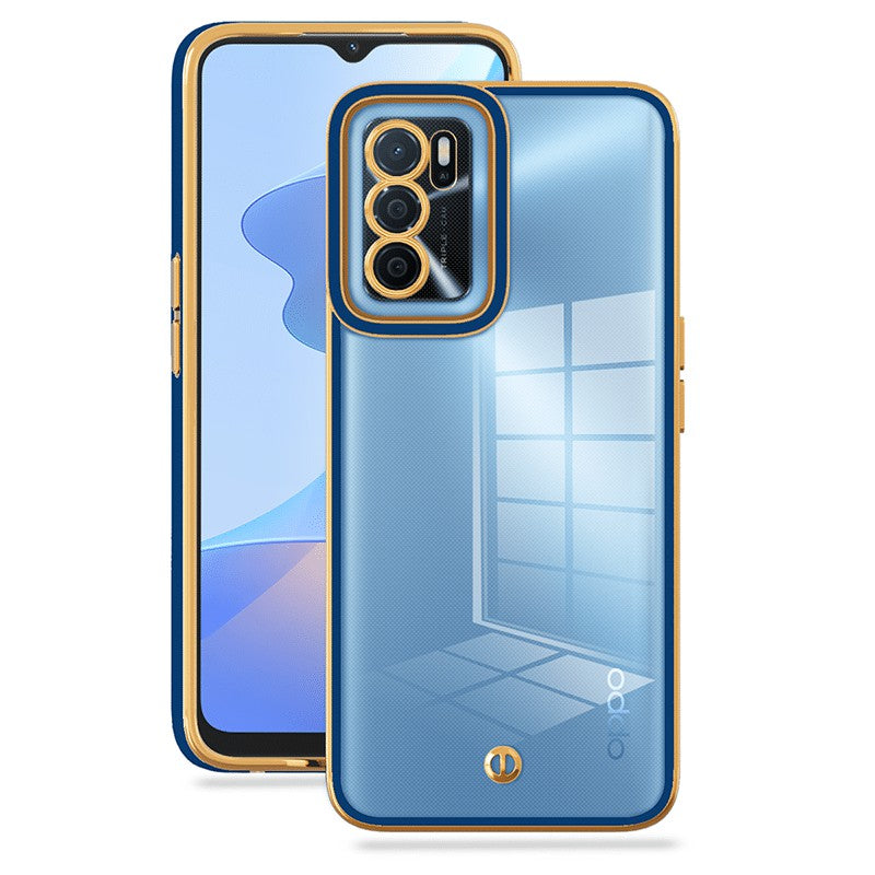 For Oppo A16 A54s A16s Transparent Soft TPU Back Cover Electroplated Shockproof Protective Case