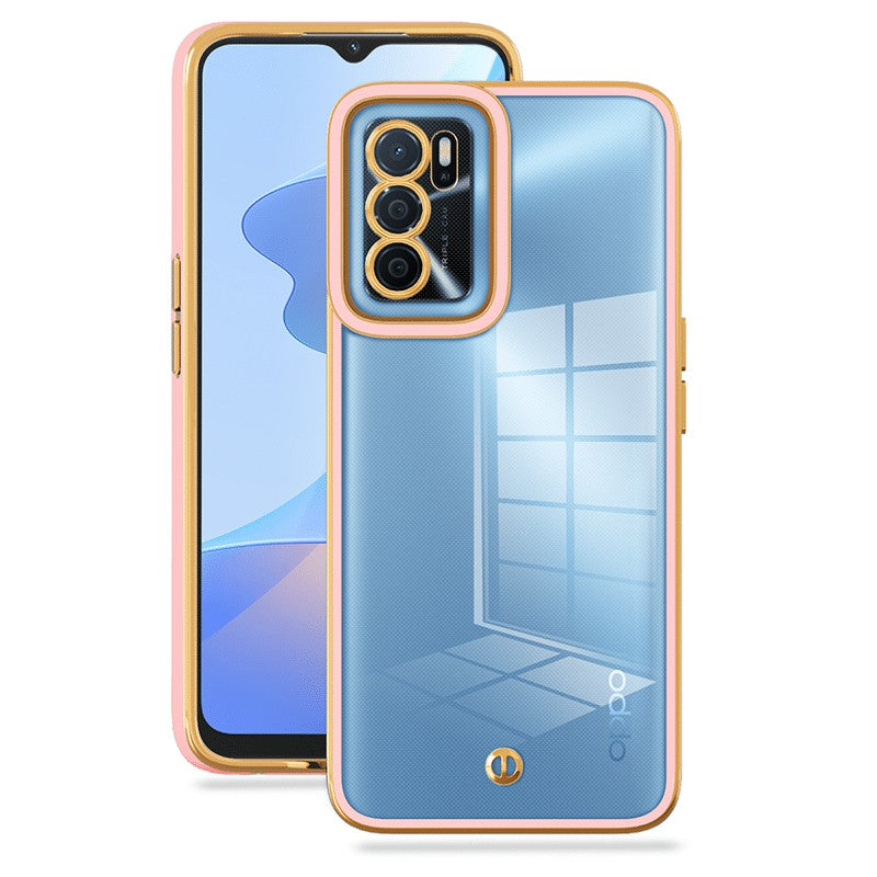 For Oppo A16 A54s A16s Transparent Soft TPU Back Cover Electroplated Shockproof Protective Case