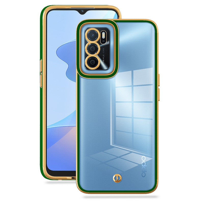For Oppo A16 A54s A16s Transparent Soft TPU Back Cover Electroplated Shockproof Protective Case