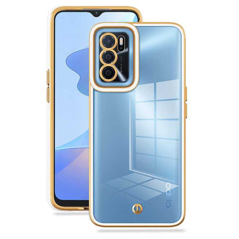 For Oppo A16 A54s A16s Transparent Soft TPU Back Cover Electroplated Shockproof Protective Case