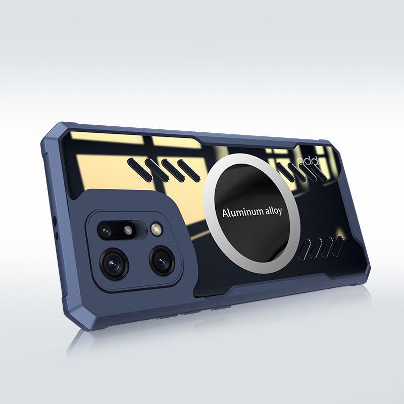 For Oppo Find X5 Graphene Heat Dissipation Cooling Phone Case HD Transparent Cell Phone Shell Cover Works for Magnetic Car Mount Holder