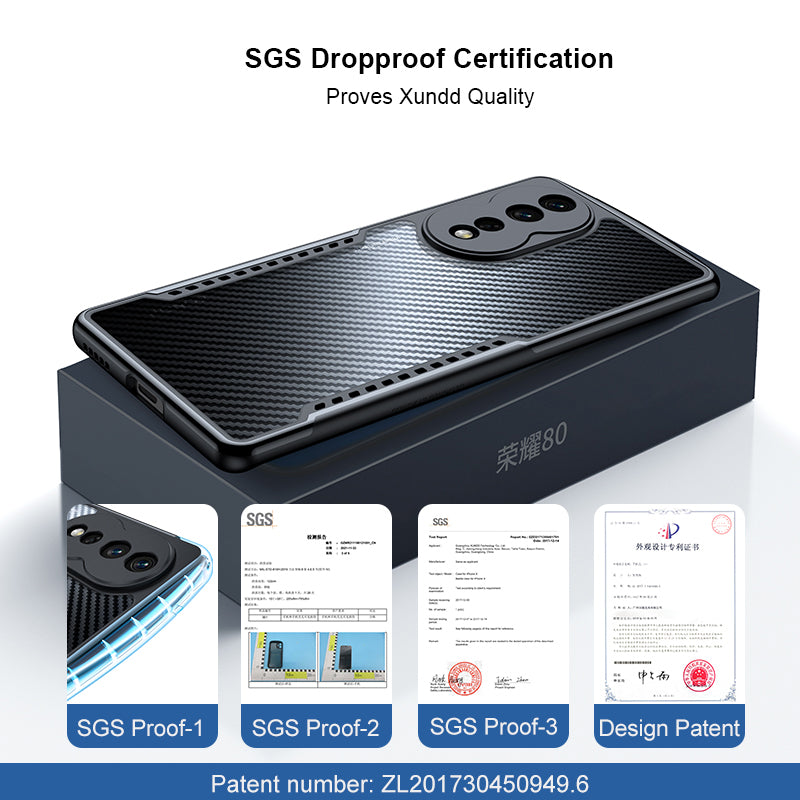 XUNDD For Honor 80 Pro 5G Slim TPU Protective Phone Case Carbon Fiber Texture Drop-proof Cell Phone Back Cover
