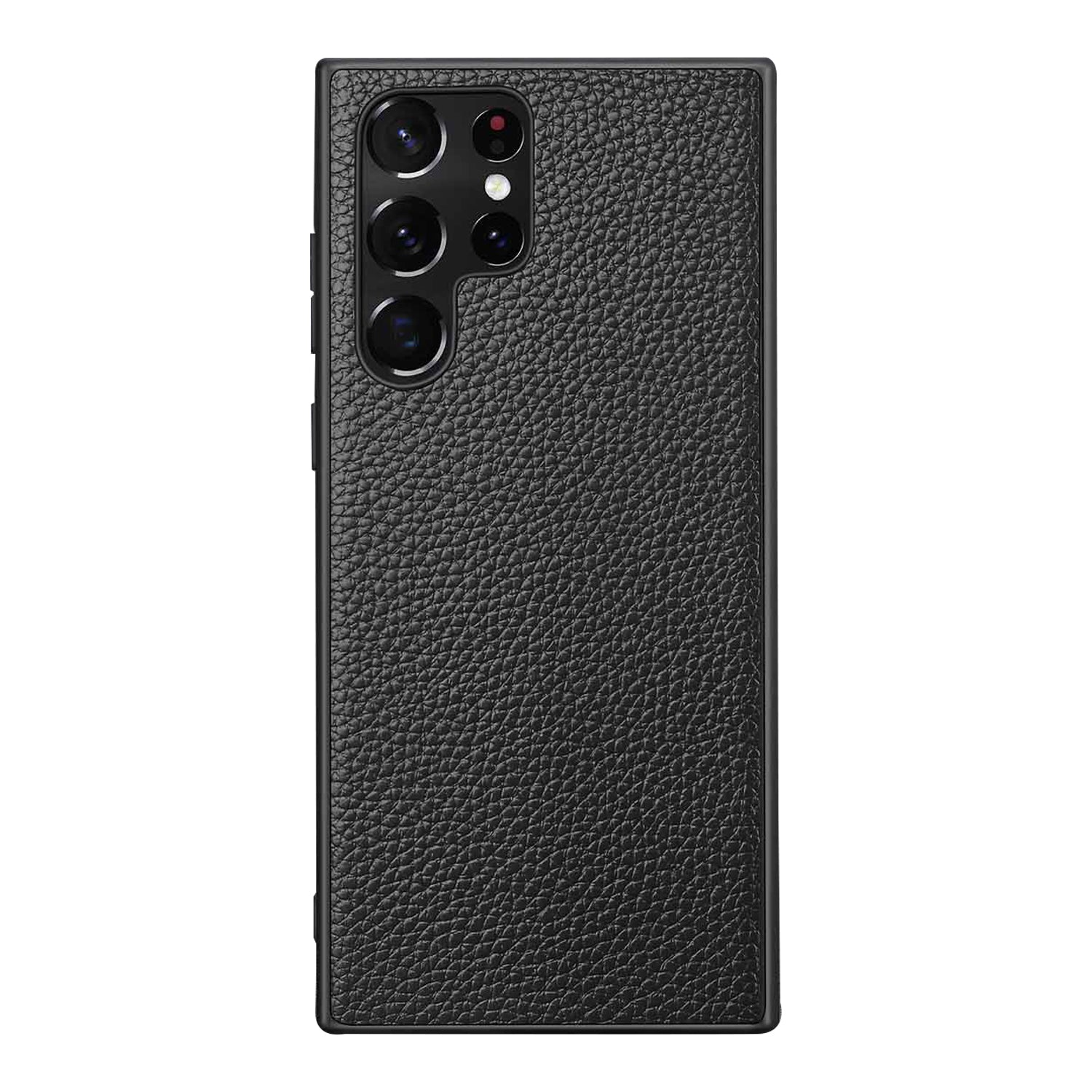 For Samsung Galaxy S23 Ultra Litchi Texture Phone Case Genuine Leather Coated PC TPU Hybrid Cover