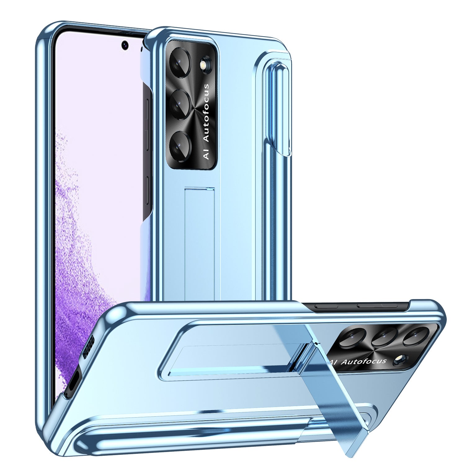 For Samsung Galaxy S23 Electroplating Phone Case Kickstand Hard PC Back Cover with Pen Slot and Stylus Pen