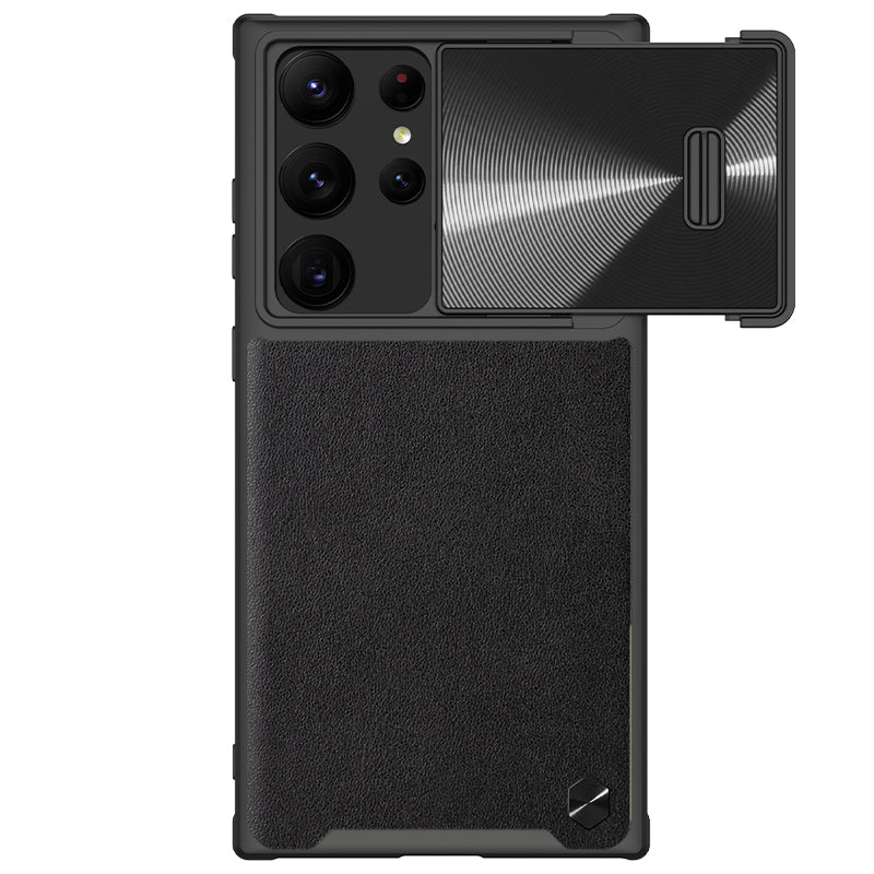 NILLKIN For Samsung Galaxy S23 Ultra Shockproof Phone Cover Slide Camera Protection PU Leather PC TPU Phone Case